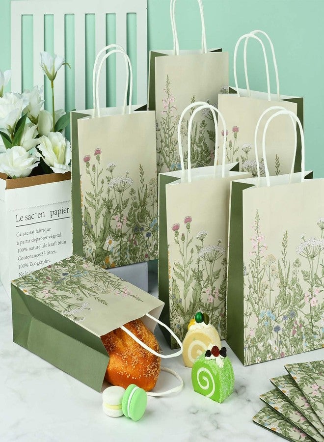 Bolsome 24Pcs Vintage Wildflower Paper Gift Bags Retro Floral Party Favor Bags with Handles Herb Goodie Candy Treat Bags for Wedding Birthday Baby Shower Party Supplies - Image 4